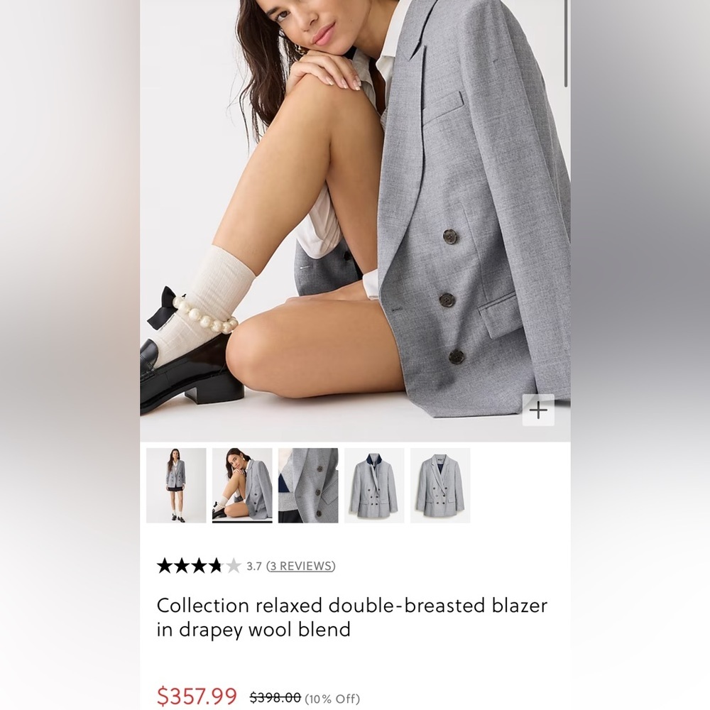 NWT JCrew Double-breasted blazer in lightweight houndstooth wool - Picture 4 of 8